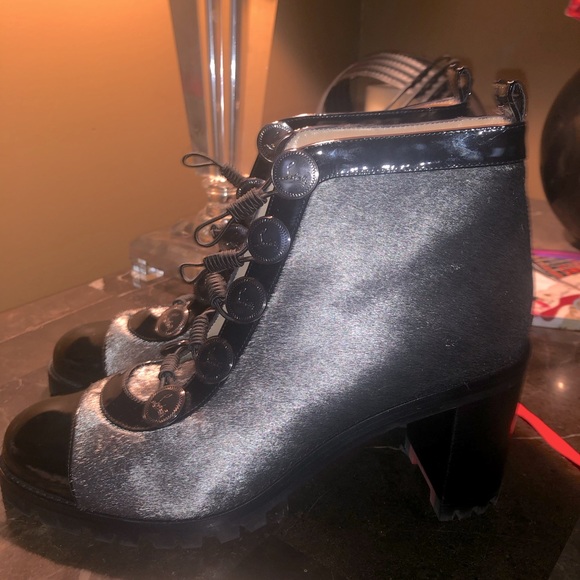 Christian Louboutin Silver Calfhair Ankle Boots - Picture 1 of 7